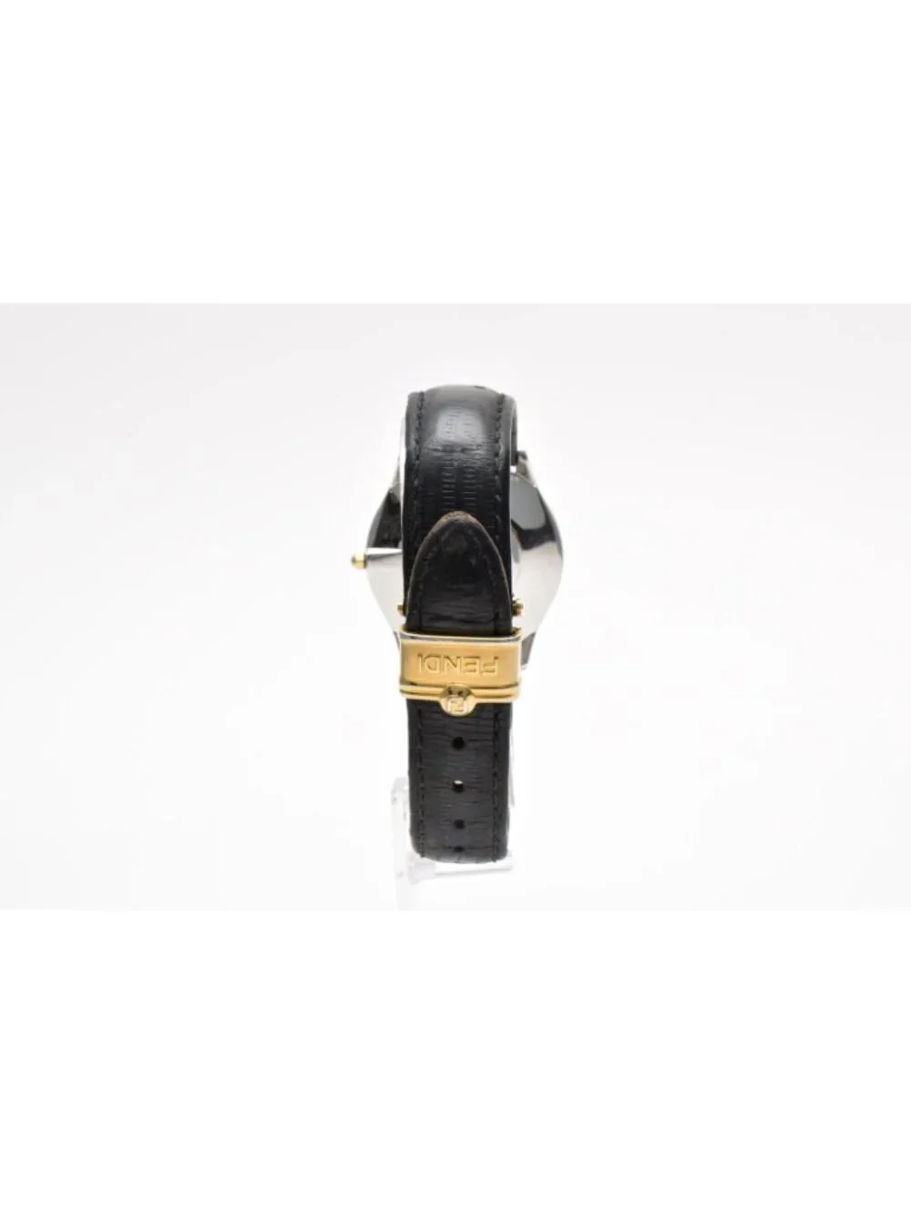 Fendi Orologi Quartz Watch White Dial Gold Plate Leather Strap 34.6 Vintage